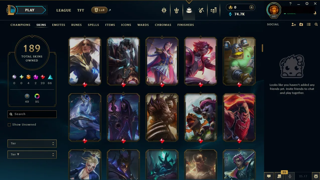 🏆 EUNE New Season⌛Silver 2 🚀 level 587⌛ Full Champ 💯+189 SKIN 🏆 Recovery Info ✅